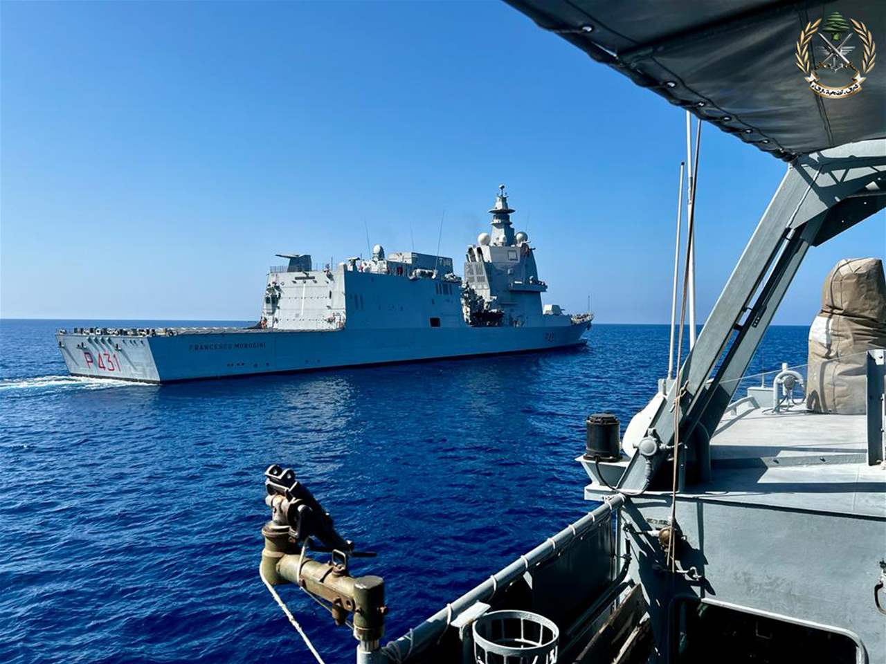 مناورة بحرية مشتركة بين  القوات البحرية في الجيش اللبناني والفرقاطة الإيطالية MOROSINI
