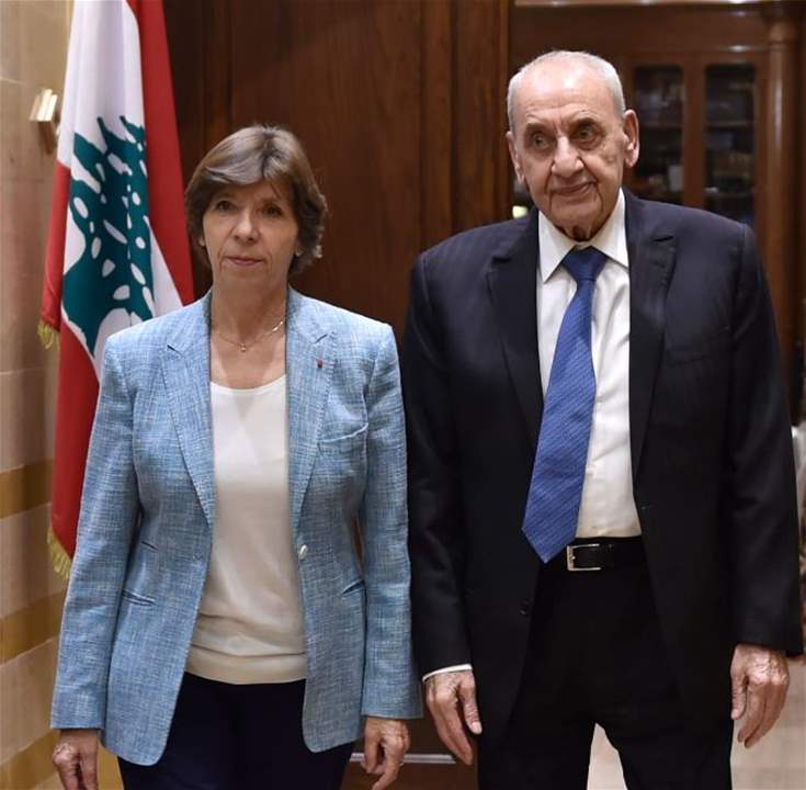  بري التقى وزيرة الخارجية الفرنسية  لعرض الأوضاع في لبنان والمنطقة على ضوء تصاعد العدوان الاسرائيلي على قطاع غزة 