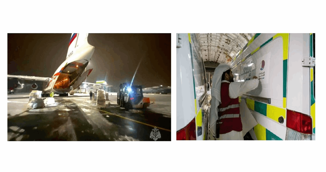 وصول طائرة روسية و4 طائرات عربية إلى مطار العريش تحمل مساعدات لسكان القطاع 