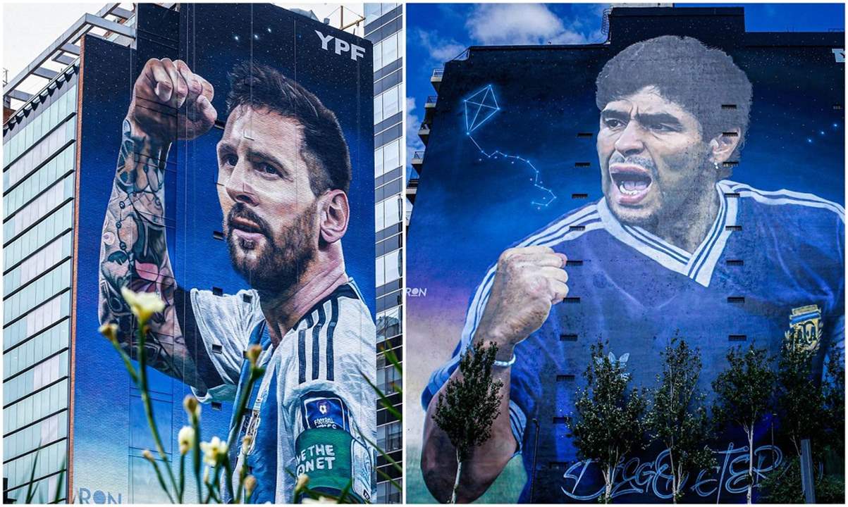 صور - ميسي ومارادونا يغزوان شوارع بوينس آيرس