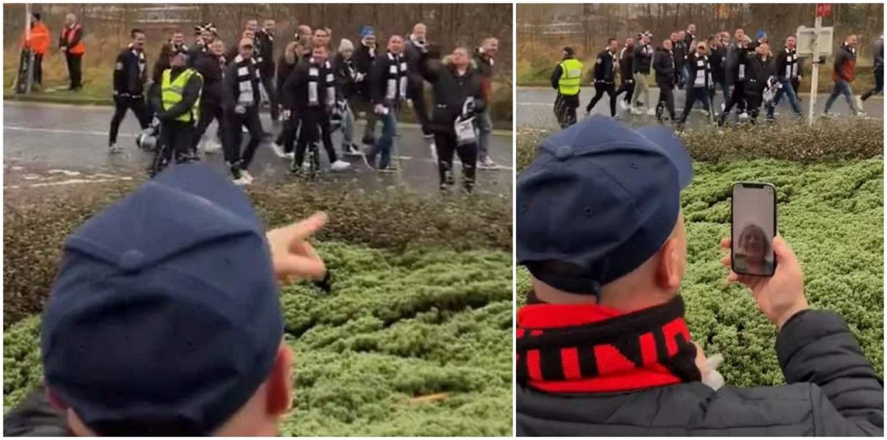 فيديو - ترك والدته كي يدخل في شجار مع مشجعين منافسين !!