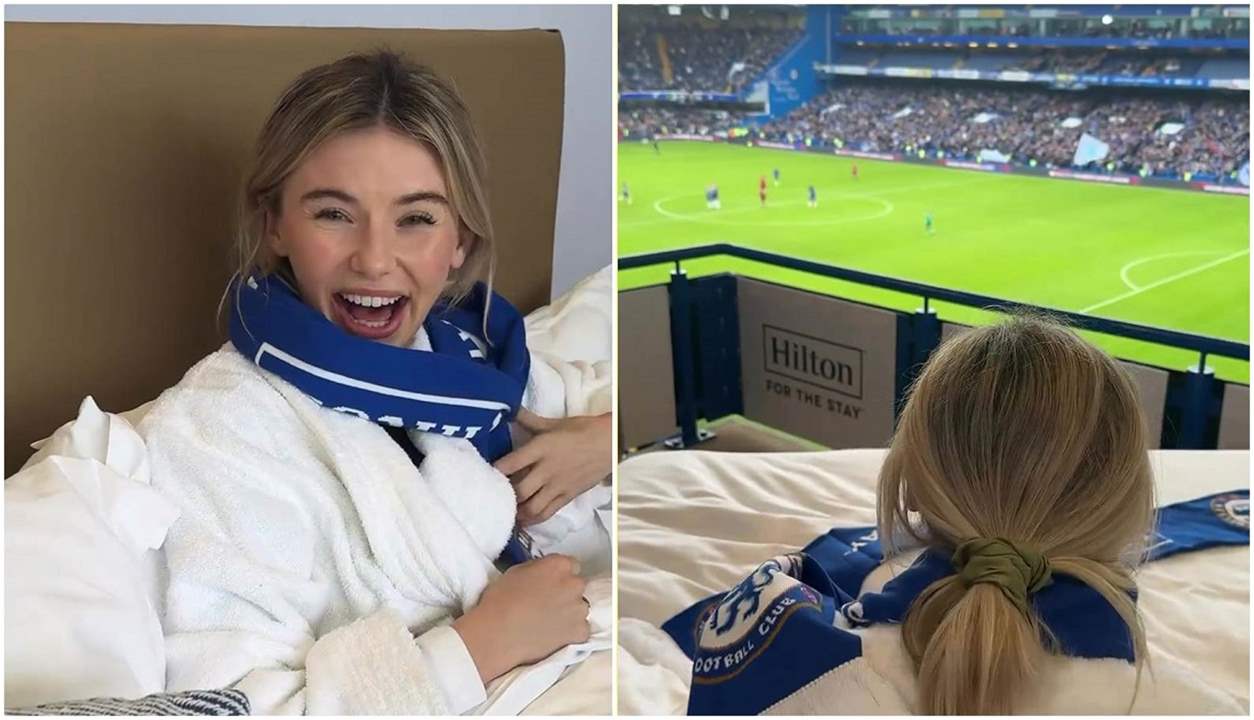 فيديو - إمرأة تشاهد مباراة من السرير في ستامفورد بريدج !!