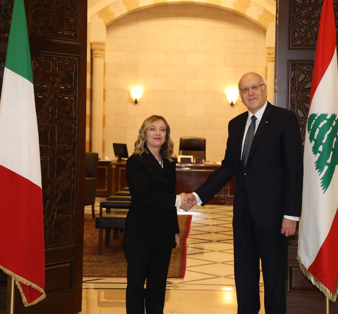 ميقاتي التقى ميلوني : على "اسرائيل" الالتزام بتطبيق الـ 1701 كاملا ووقف اعتداءاتها على سيادة لبنان برا وبحرا وجوا