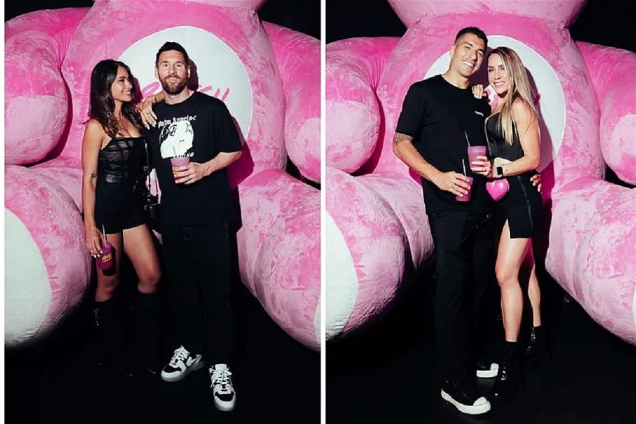 ميسي وسواريز وزوجتيهما لوّنا حفل "بريش" في ميامي 