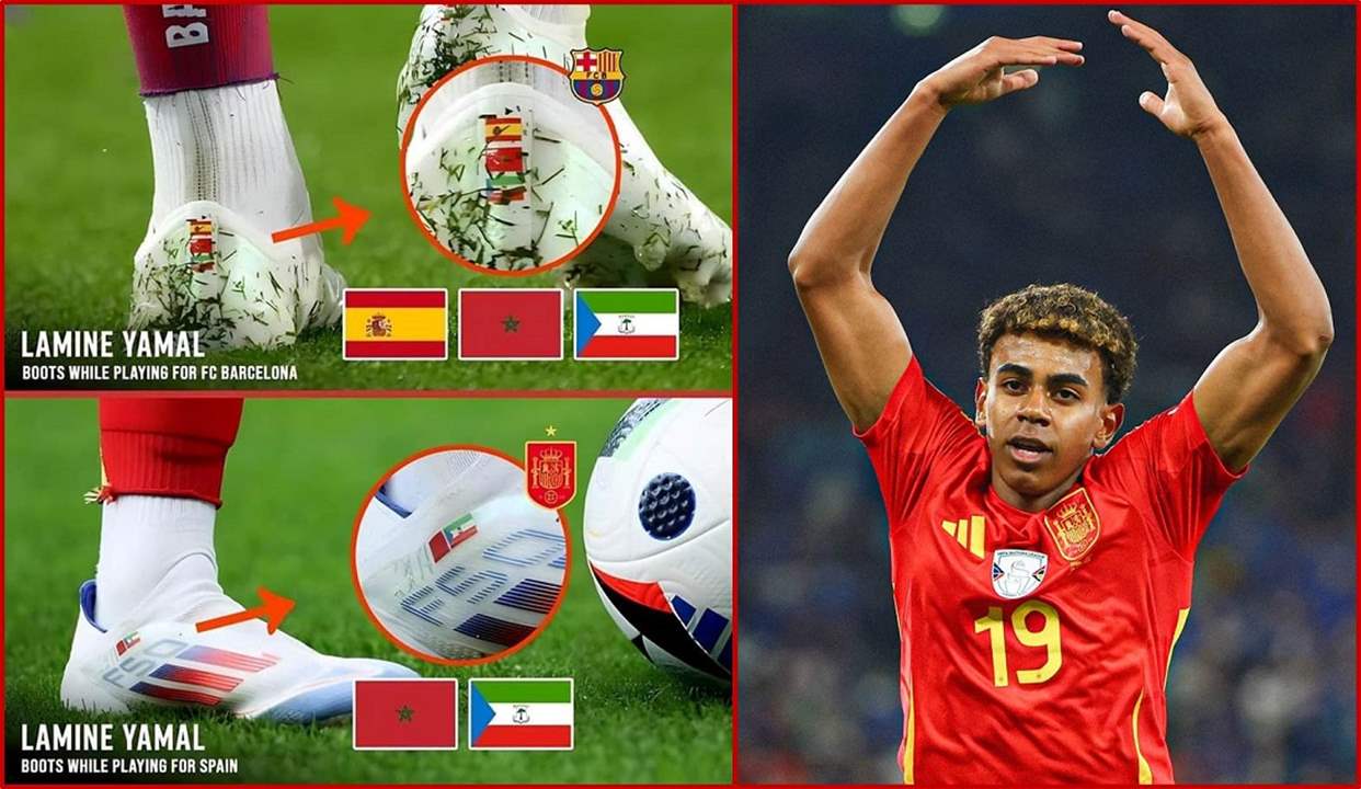 لامين يامال يضع 3 أعلام على حذائه فما هي القصة؟