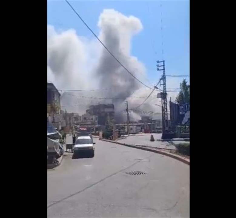 بالفيديو - غارة إسرائيلية على النبطية 