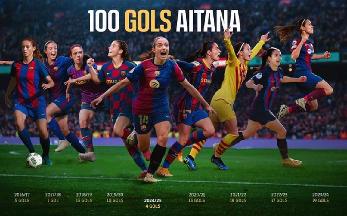 فيديو - أيتانا تحتفل بهدفها المائة مع برشلونة