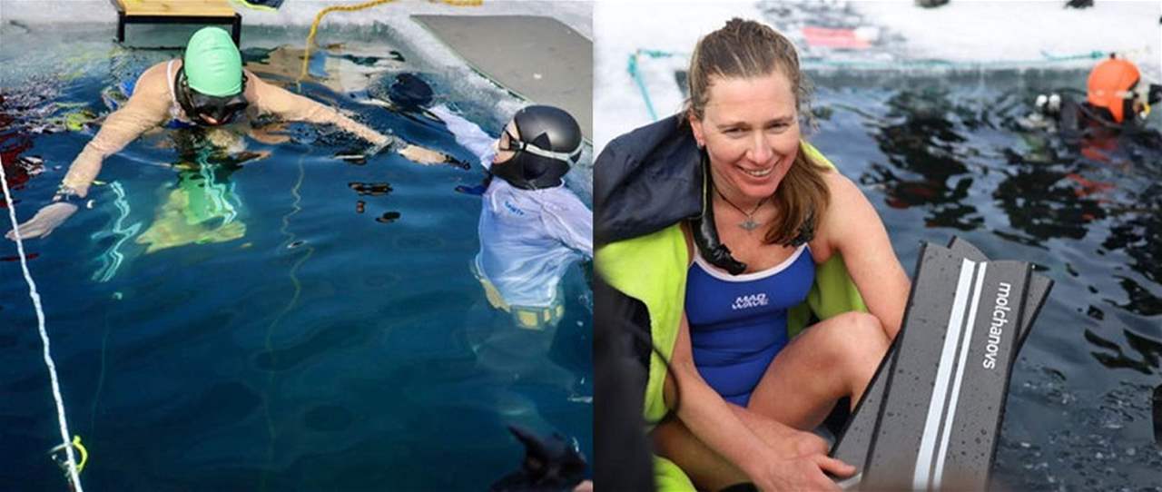 فيديو - حطمت رقمها في الغوص تحت جليد بحيرة بايكال