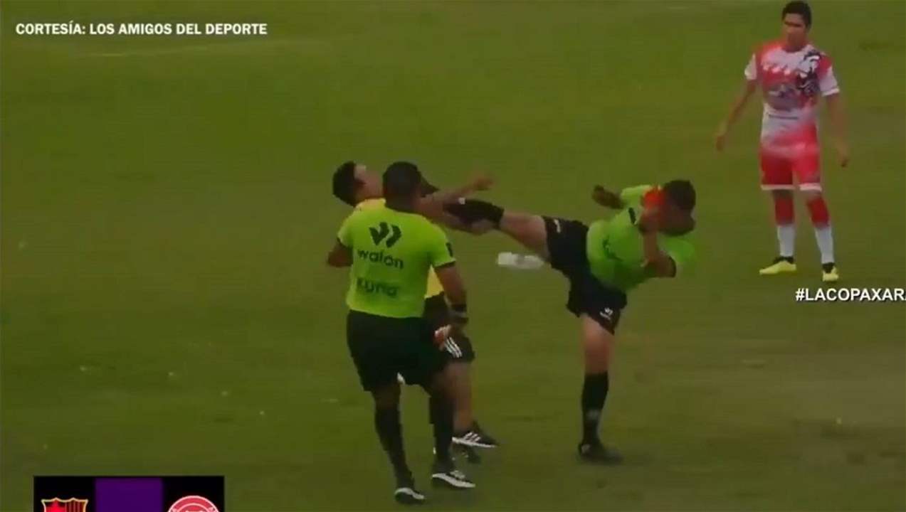 فيديو - ركلة من الحكم في صدر المدرب !!