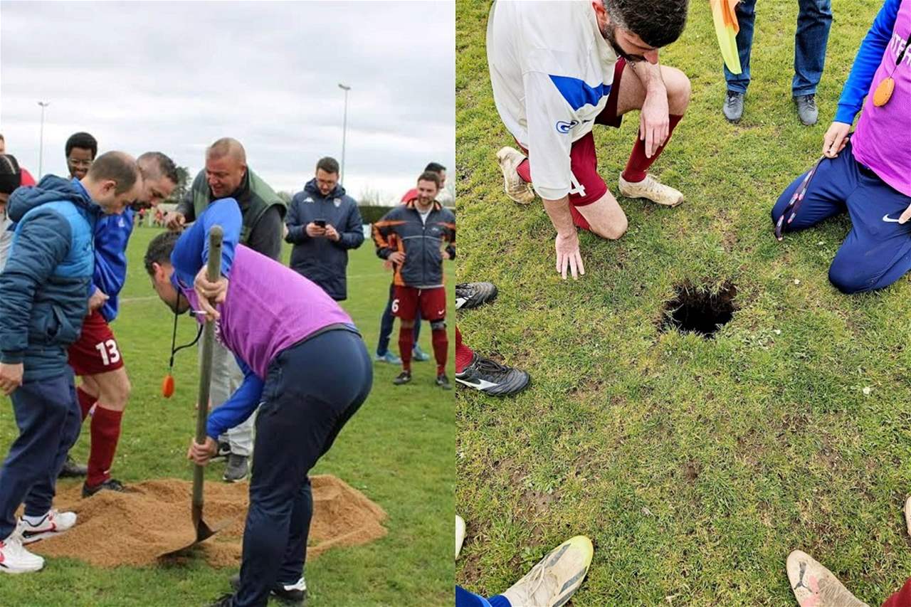 فجأة .. هوى المهاجم في حفرة عمقها متر !!
