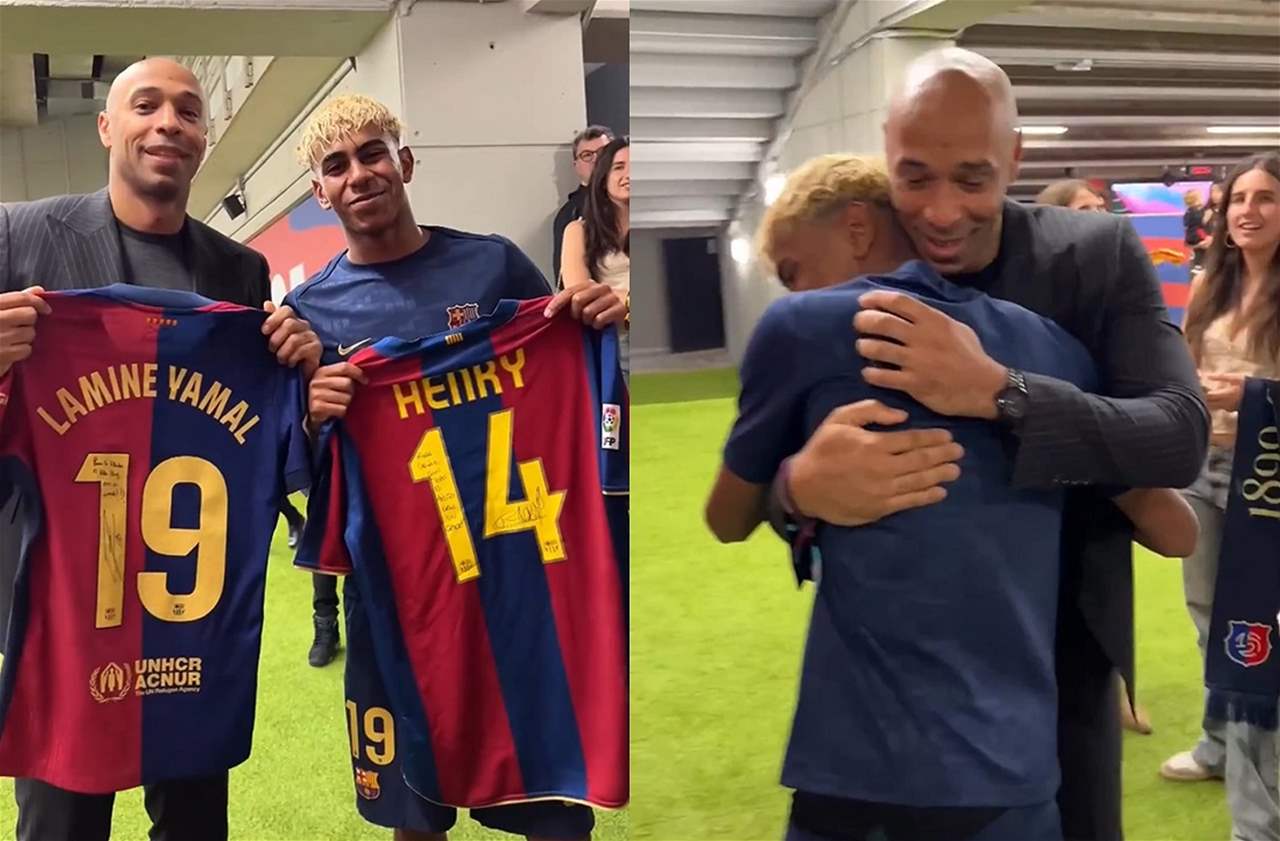 فيديو - لقاء "الماضي والحاضر" بين تييري هنري ولامين يامال