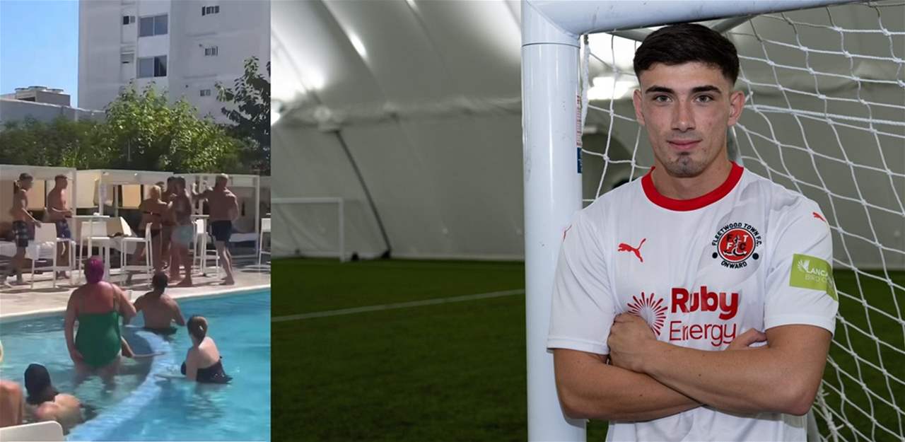 فيديو - لاعب يرمي سيدة بكرسي في المسبح