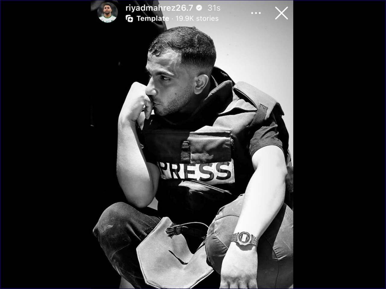 رياض محرز يُشعل مواقع التواصل بصورة أنس الشريف