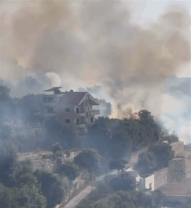 في دير قانون النهر.. حريق جرّاء قنابل اسرائيلية! (فيديو)