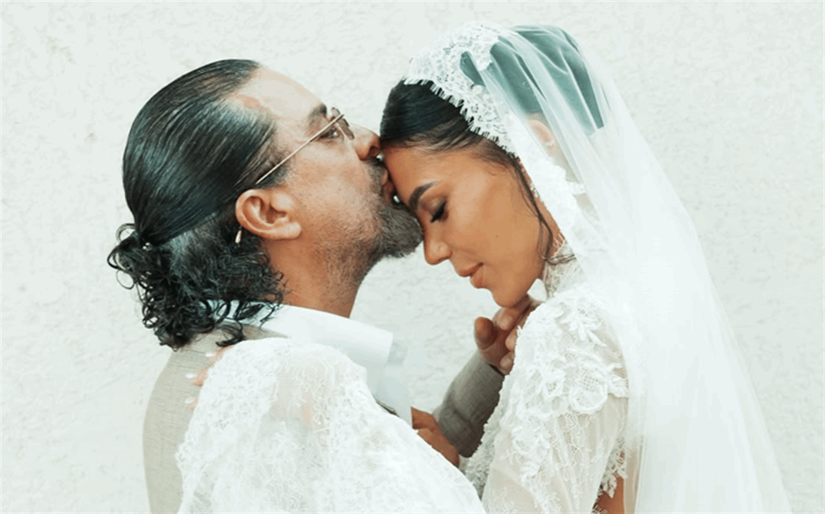 اليكم تفاصيل فستان زفاف هايدي خالد على المخرج هادي الباجوري 