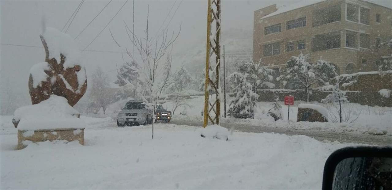 عاصفة ثلجية تضرب لبنان.. مراسل الجديد ينقل الصورة