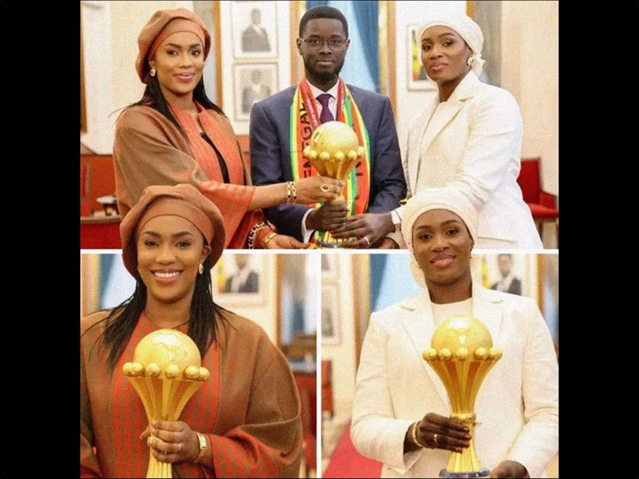الرئيس السنغالي احتفل بلقب أمم أفريقيا مع زوجتيه