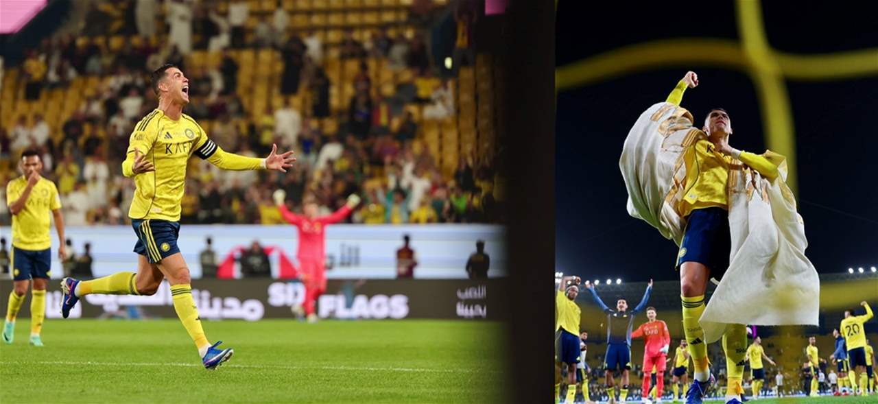 فيديو - رونالدو يحتفي بالبشت السعودي بعد ثنائية في شباك الحزم