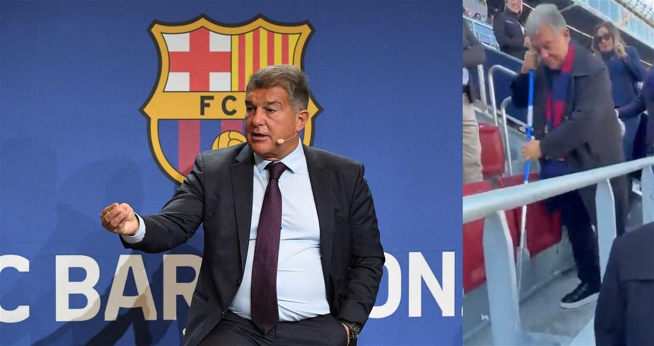  فيديو - لابورتا يمسح مدرّج ملعب الكامب نو