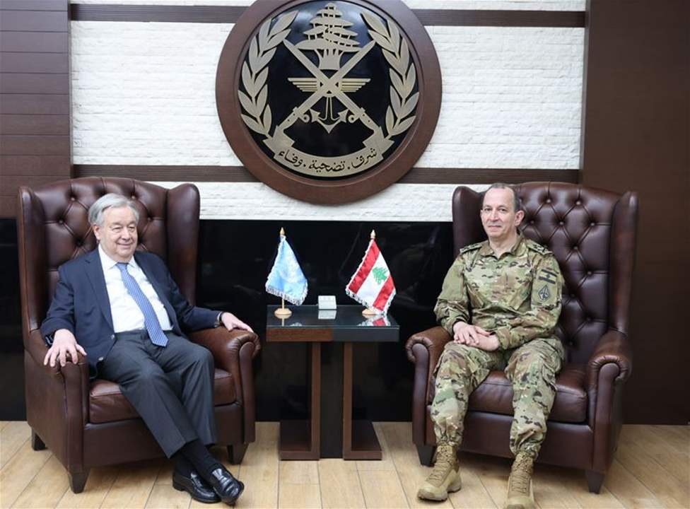 هيكل وغوتيريش يبحثان تنفيذ القرار 1701 ودعم الجيش