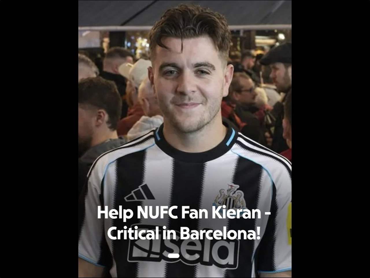تكاتف جماهيري واسع لدعم مشجع نيوكاسل المصاب برشلونة