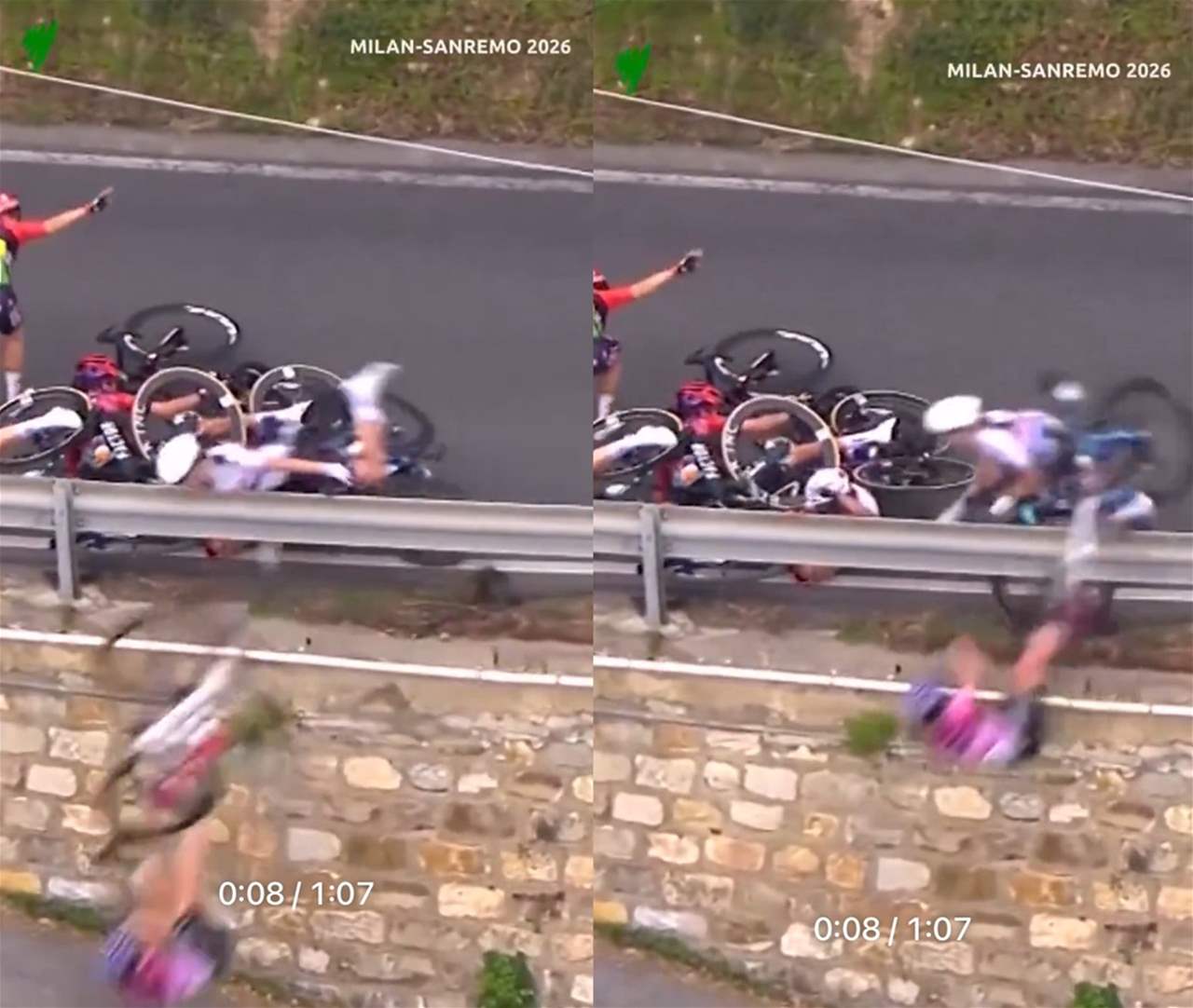 فيديو - حادث مروع يفسد سباق "ميلان - سان ريمو" للسيدات