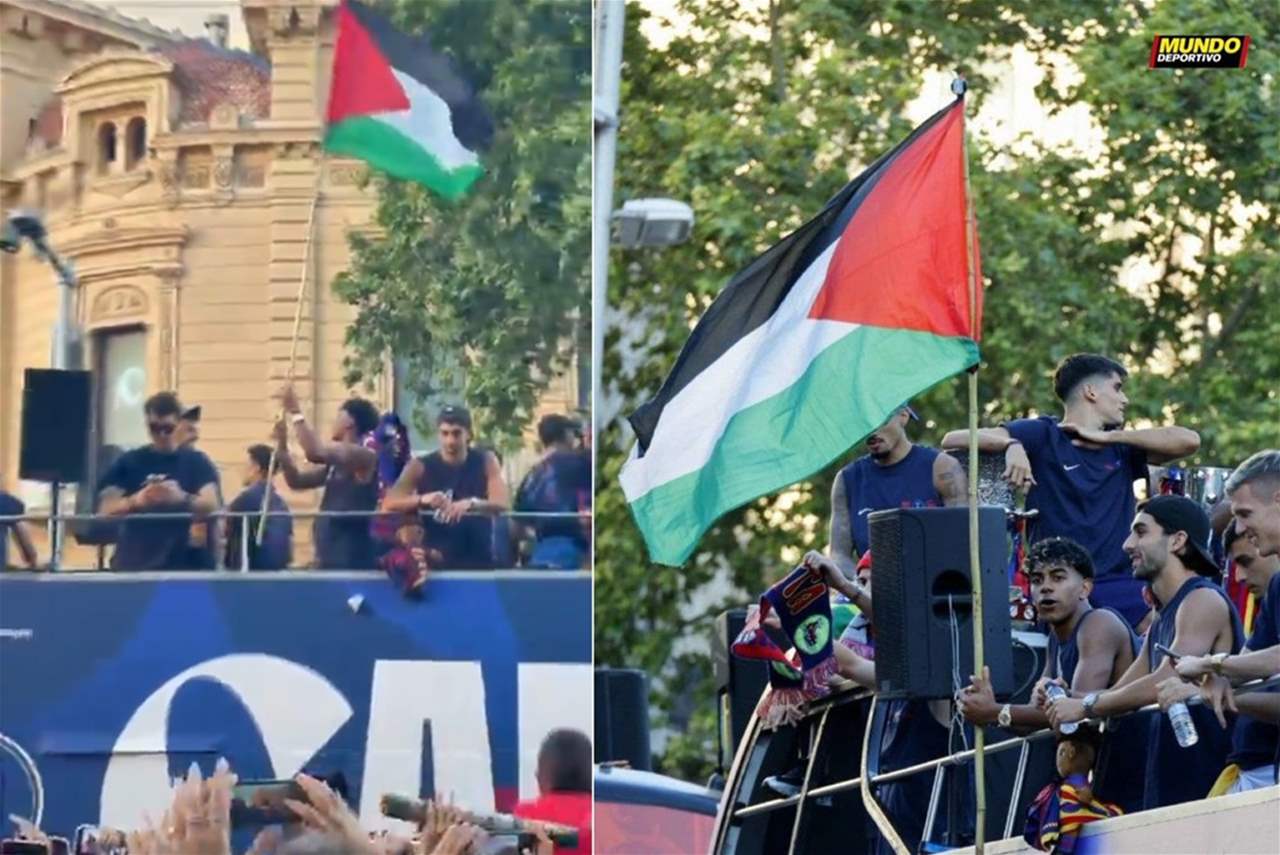 فيديو - لامين يامال يرفع علم فلسطين 