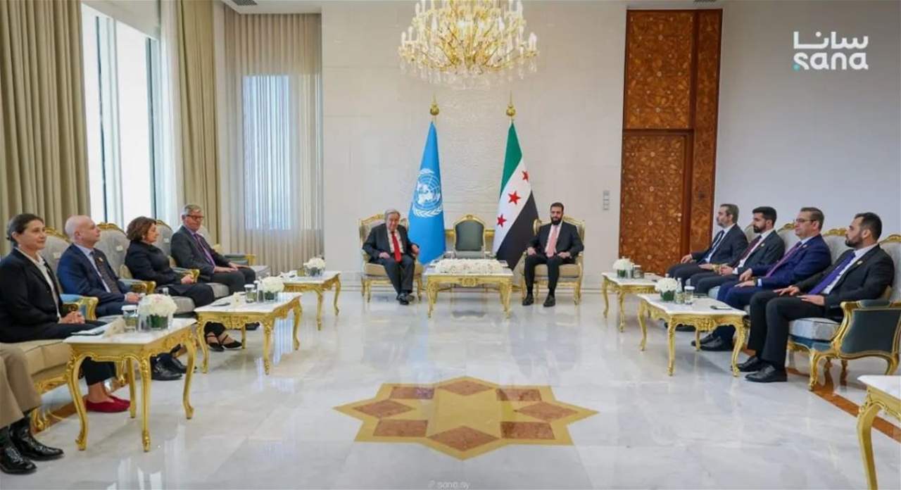 الشرع وغوتيريش يبحثان تعزيز التعاون ودعم التعافي وإعادة الإعمار في سوريا