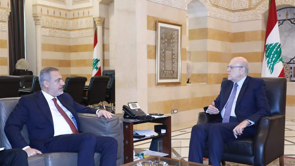 ميقاتي التقى وزير خارجية تركيا وتم بحث العلاقات الثنائية بين البلدين والوضع الراهن في الجنوب اللبناني وغزة