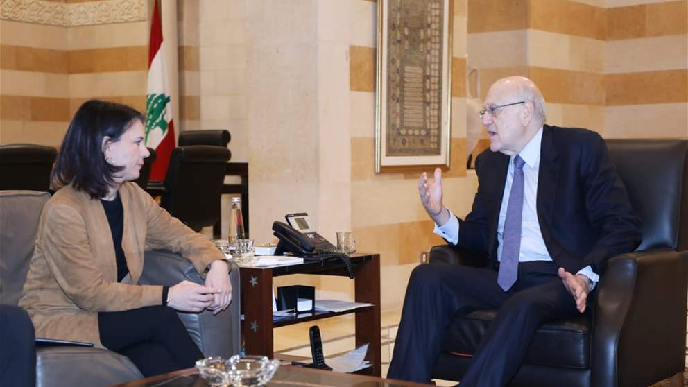  ميقاتي إجتمع مع وزيرة خارجية المانيا: لبنان يحترم القرارات الدولية كافة بدءاً بإتفاق الهدنة