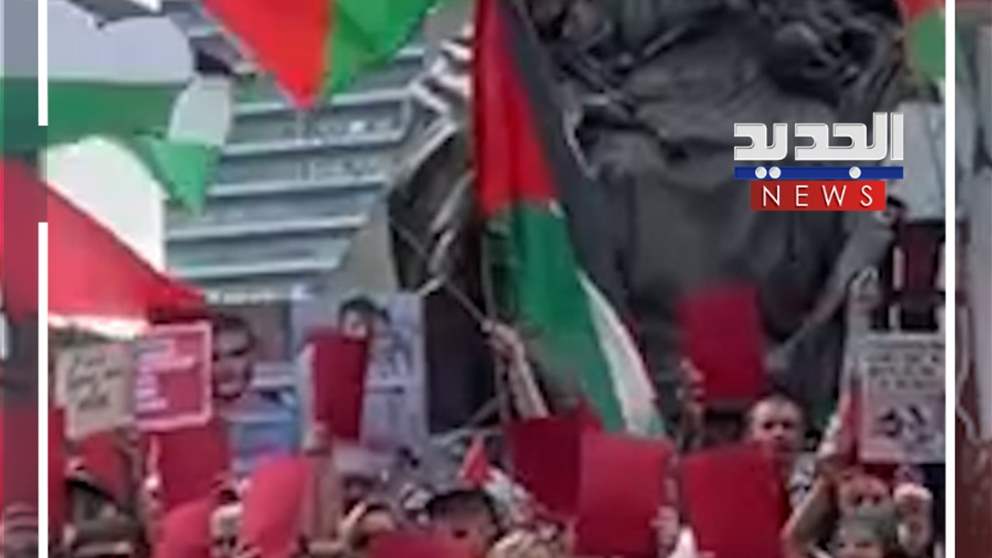 "بطاقة حمراء في وجه إسرائيل".. متظاهرون في مانشستر (فيديو)