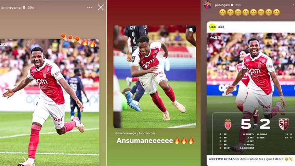 لاعبو برشلونة يحتفون بهدّاف موناكو