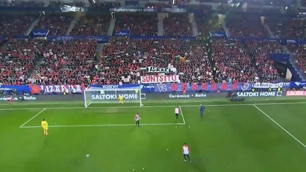 فيديو - ملعب أوساسونا في هتاف جماعيّ ضد اسرائيل