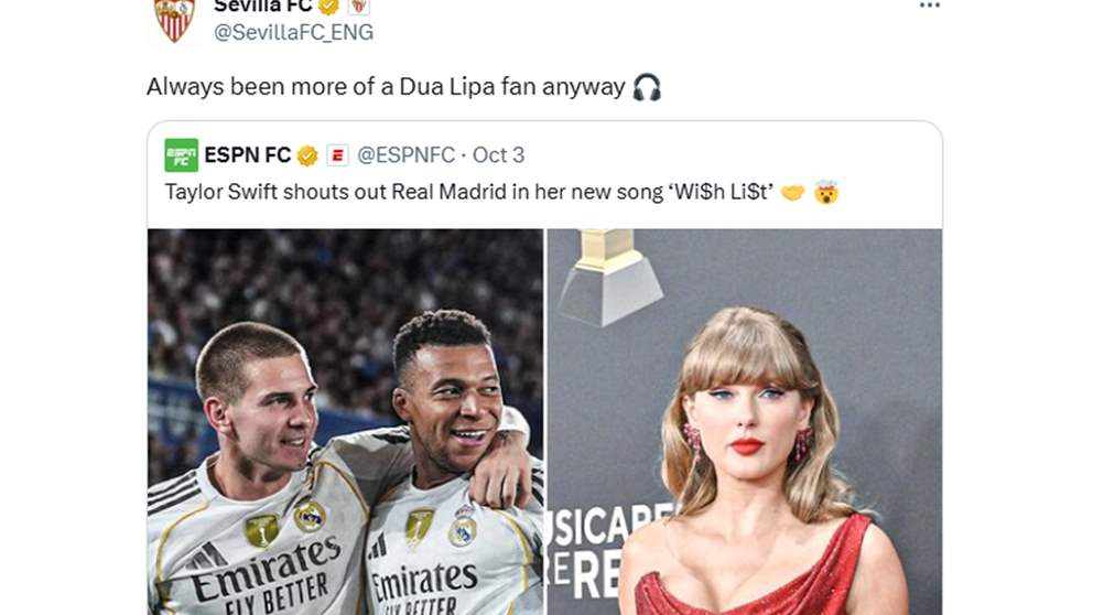 اشبيلية يسخر من المطربة الأميركية تايلور سويفت