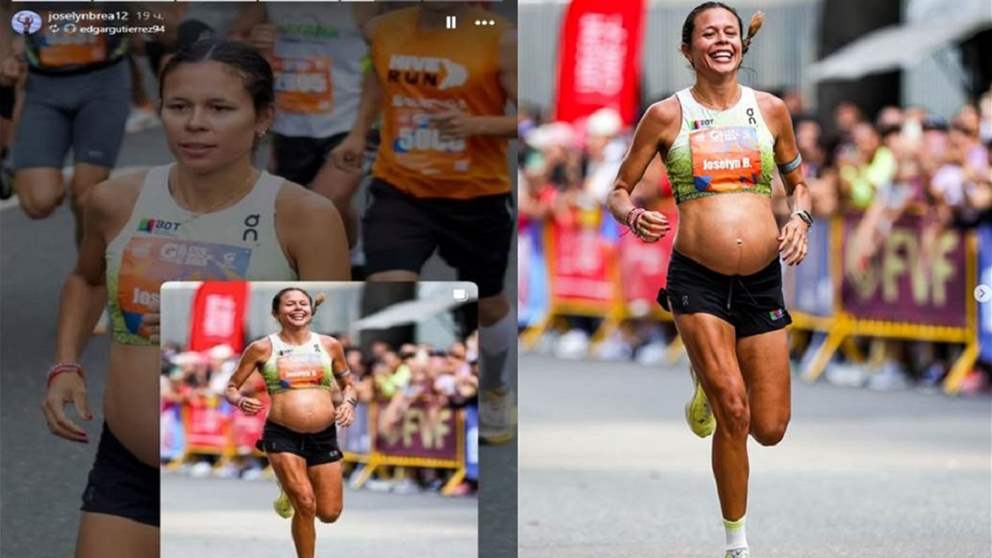 حامل في شهرها السابع بطلة سباق كاراكاس