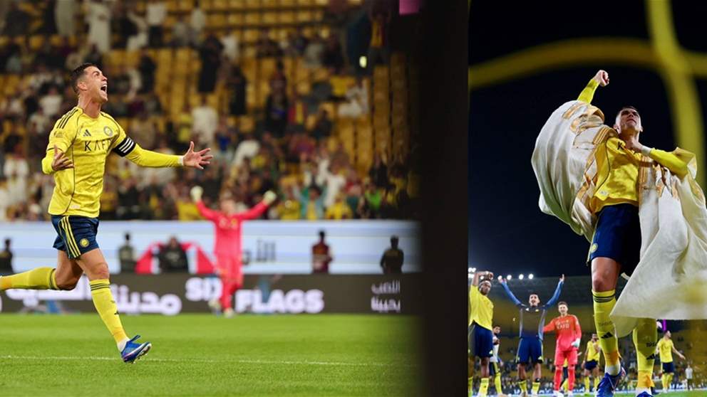 فيديو - رونالدو يحتفي بالبشت السعودي بعد ثنائية في شباك الحزم