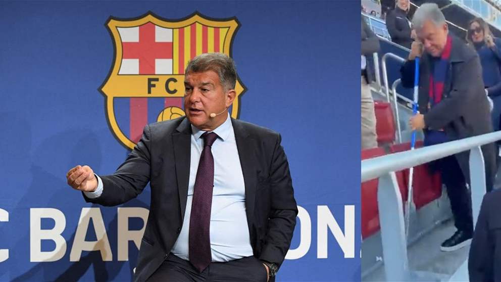  فيديو - لابورتا يمسح مدرّج ملعب الكامب نو