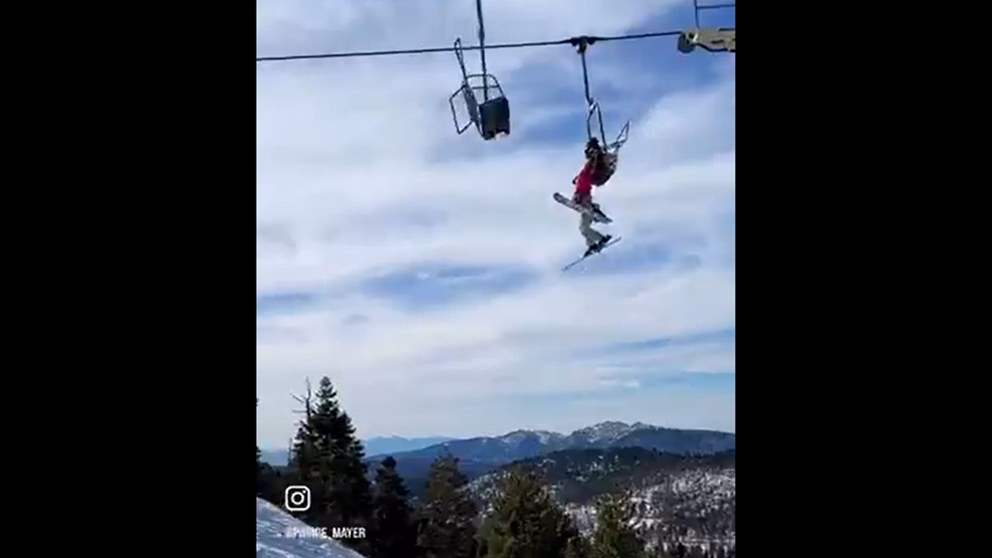 فيديو - كادت متزلجة تقع من ارتفاع 400 متراً، ولكن