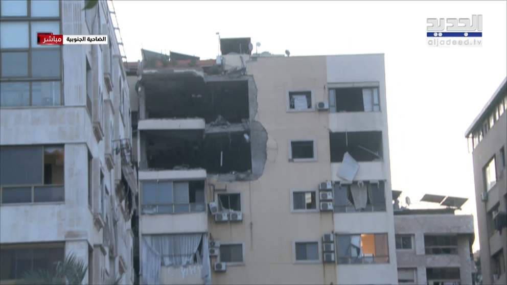 من الضاحية.. مراسلة الجديد تعاين المبنى المستهدف (فيديو)