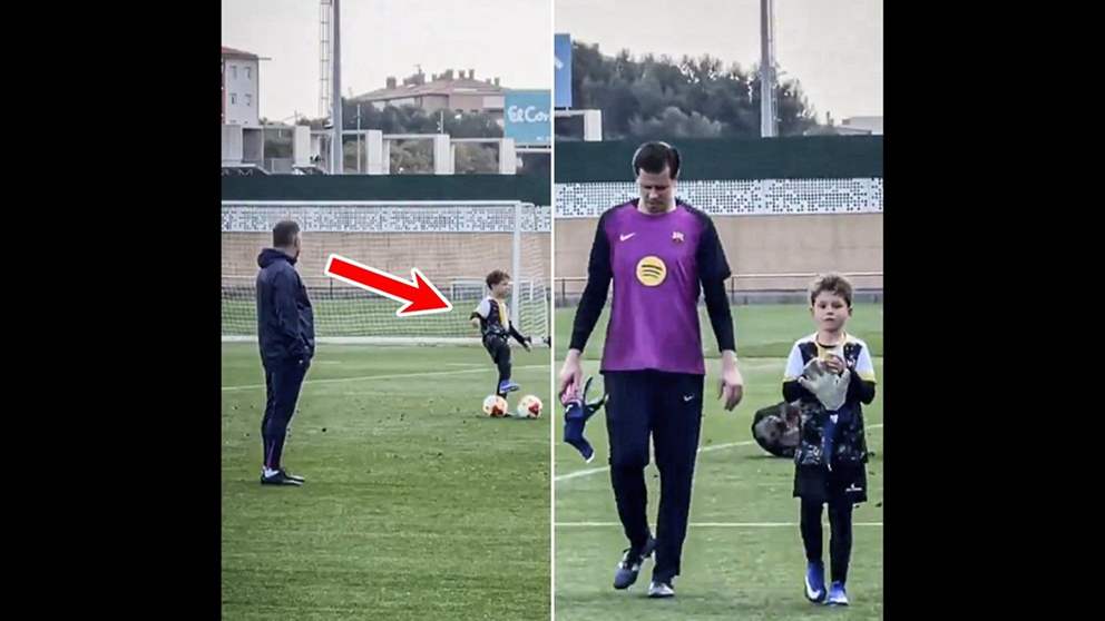 فيديو - نجل تشيزني يخطف الأضواء في مران برشلونة تحت أنظار فليك