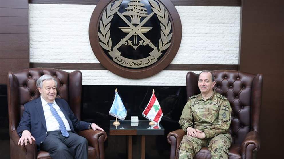 هيكل وغوتيريش يبحثان تنفيذ القرار 1701 ودعم الجيش