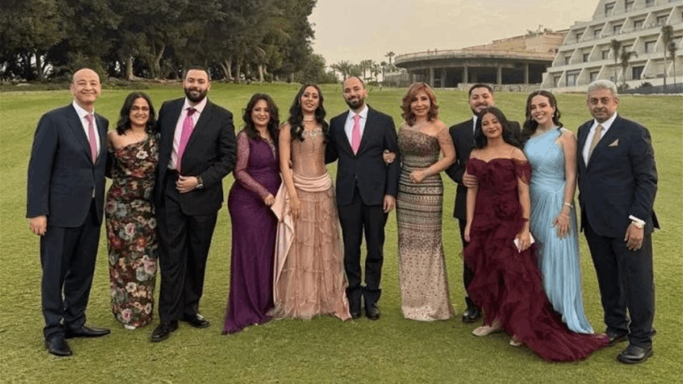 عمرو اديب ولميس الحديدي يحتفلان بخطوبة نجلهما 