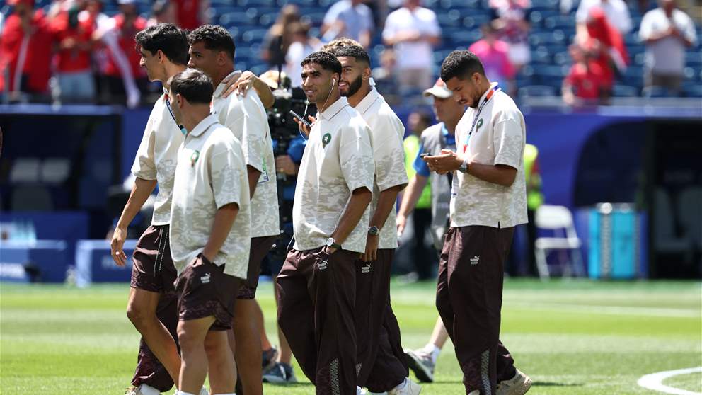 وصول لاعبي المنتخب المغربي الى ملعب بوسطن في فوكسبورو قبل مباراة ربع نهائي كأس العالم بين فرنسا والمغرب