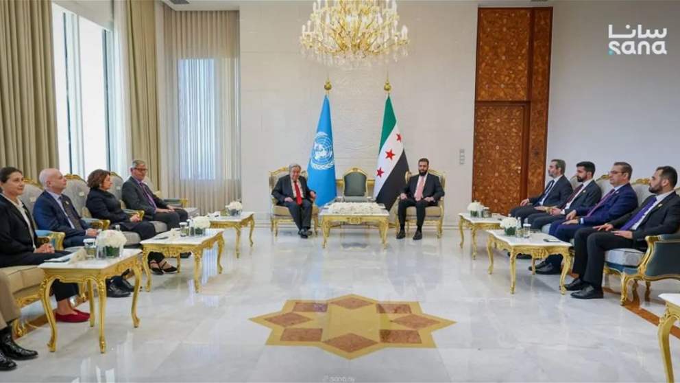 الشرع وغوتيريش يبحثان تعزيز التعاون ودعم التعافي وإعادة الإعمار في سوريا