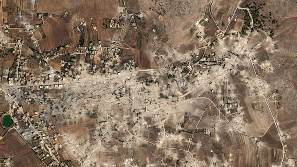 صورة جوية حديثة تُظهر حجم الدمار في بلدة كفرتبنيت - قضاء النبطية